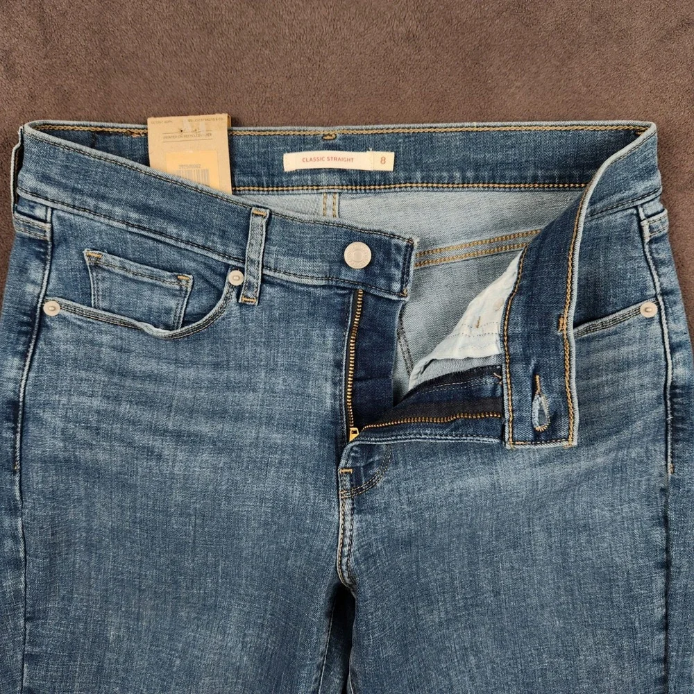 Levis Classic Straight Fit Jeans Womens 8 M‎ Lapis Speed Blue Medium Wash NEW - Picture 4 of 13